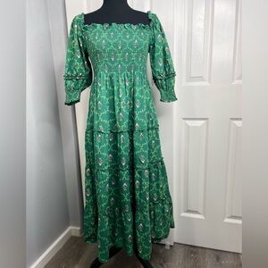 Hill House Green Floral Long Sleeve Dress